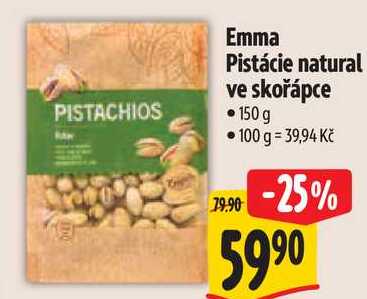 Emma Pistácie natural ve skořápce, 150 g