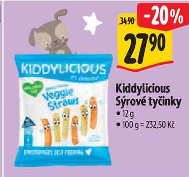 Kiddylicious Sýrové tyčinky, 12 g