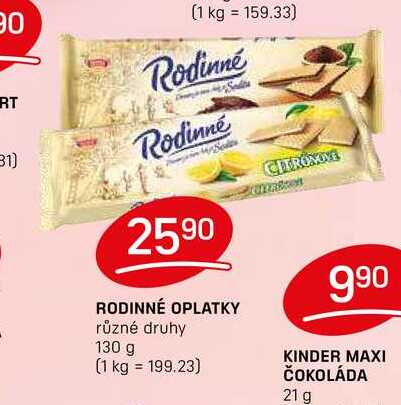 RODINNÉ OPLATKY různé druhy 130 g
