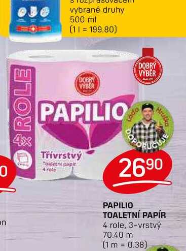 PAPILIO TOALETNÍ PAPÍR 4 role, 3-vrstvý