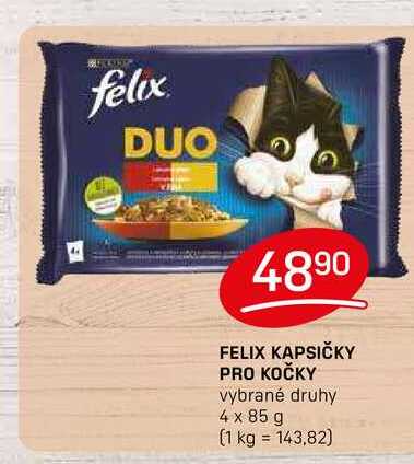 FELIX KAPSIČKY PRO KOČKY vybrané druhy 4 x 85 g 