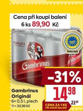 Gambrinus Originál 6x 0,5 1, plech 