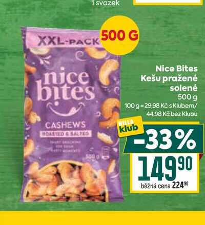 Nice Bites Kešu pražené solené 500 g 