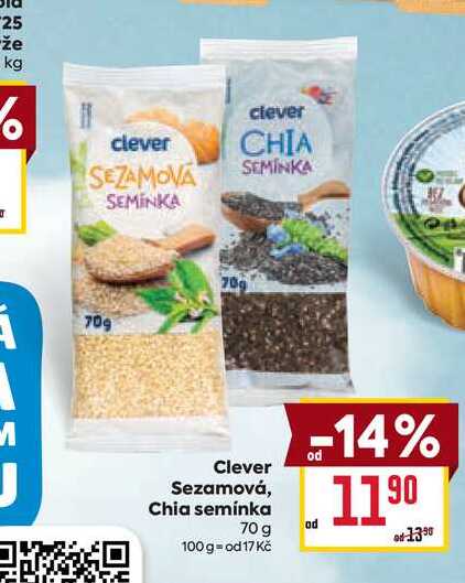 Clever Sezamová, Chia semínka 70 g 