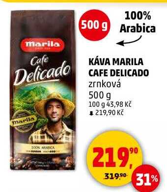 KÁVA MARILA CAFE DELICADO zrnková, 500 g  v akci