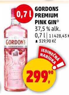 GORDONS PREMIUM PINK GIN 37,5% alk., 0,7 l