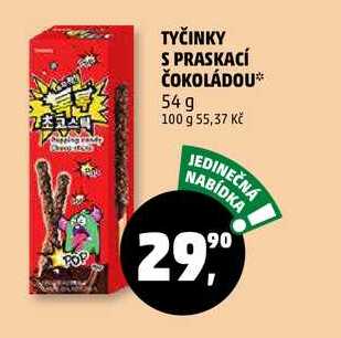 TYČINKY S PRASKACÍ ČOKOLÁDOU, 54 g
