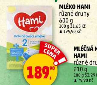 MLÉKO HAMI různé druhy, 600 g  
