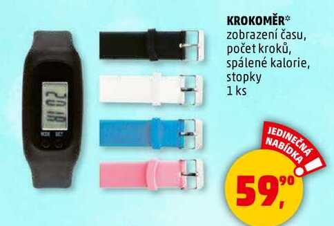 KROKOMĚR zobrazení času, počet kroků, spálené kalorie, stopky, 1 ks  