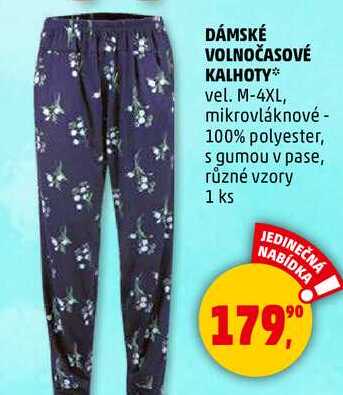DÁMSKÉ VOLNOČASOVÉ KALHOTY vel. M-4XL, mikrovláknové, 1 ks
