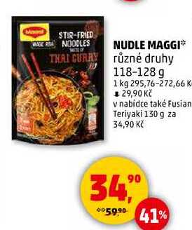 NUDLE MAGGI různé druhy, 118-128 g 
