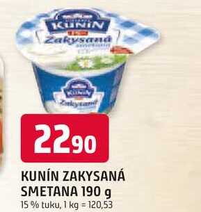 KUNÍN ZAKYSANÁ SMETANA 190 g 15% tuku