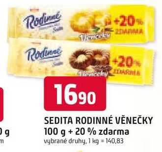 SEDITA RODINNÉ VĚNEČKY 100 g +20% zdarma 