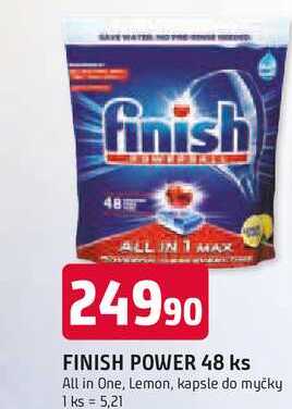FINISH POWER 48 ks All in One, Lemon, kapsle do myčky 