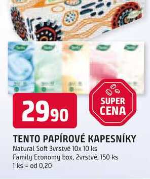 TENTO PAPÍROVÉ KAPESNÍKY Natural Soft 3vrstvé 10x 10 ks