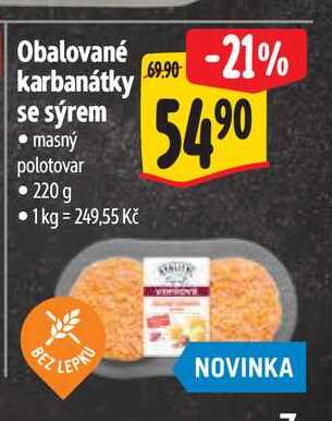 Obalované  karbanátky se sýrem 220 g