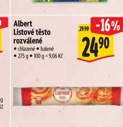 Albert Listové těsto rozválené  275 g