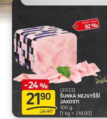 ŠUNKA NEJVYŠŠÍ JAKOSTI 100 g