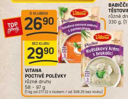 VITANA POCTIVÉ POLÉVKY různé druhy 58-97 g