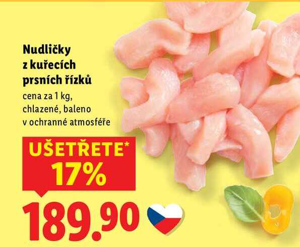 Nudličky z kuřecích prsních řízků, cena za 1 kg