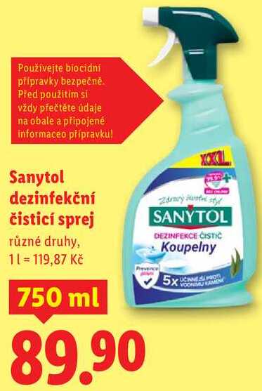Sanytol dezinfekční čisticí sprej, 750 ml