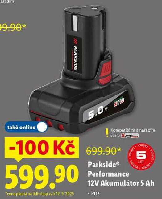 Parkside® Performance 12V Akumulátor 5 Ah 