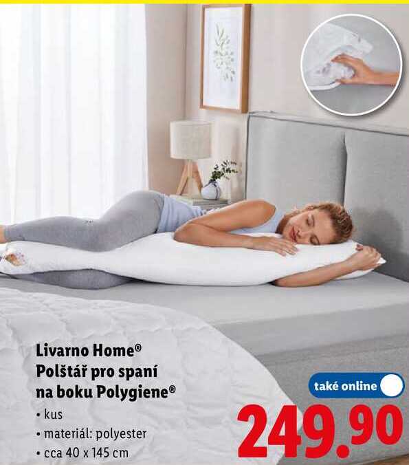 Livarno Home Polštář pro spaní na boku Polygiene