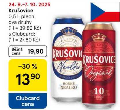 Krušovice, 0.5 l, plech, dva druhy 