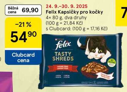 Felix Kapsičky pro kočky, 4x 80 g