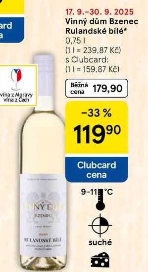 Vinný dům Bzenec Rulandské bílé, 0,75 l