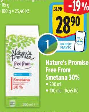 Nature's Promise Free From Smetana 30%, 200 ml