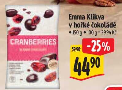 Emma Klikva v hořké čokoládě, 150 g