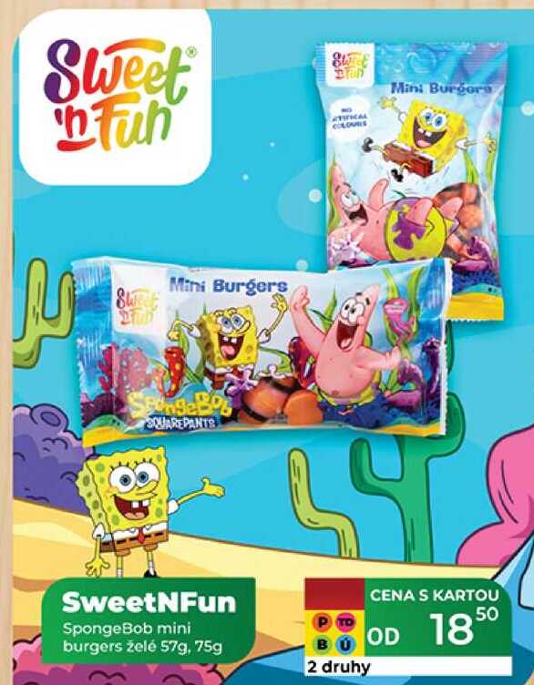 SweetNFun SpongeBob mini burgers želė 57g, 75g  