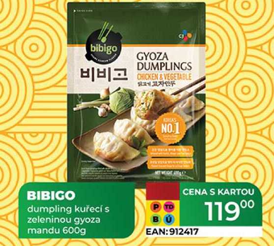 BIBIGO dumpling kuřecí s zeleninou gyoza mandu 600g 