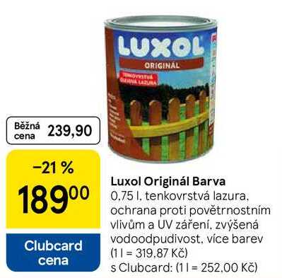 Luxol Originál Barva, 0.75 l, tenkovrstvá lazura 