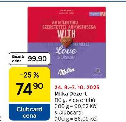 Milka Dezert, 110 g, více druhů