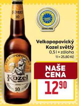 Velkopopovický Kozel světlý 0,5l