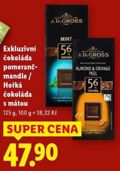 Exkluzivní čokoláda pomeranč-mandle/Hořká čokoláda s mátou, 125 g