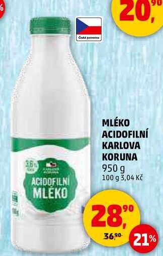 MLÉKO ACIDOFILNÍ KARLOVA KORUNA, 950 g  