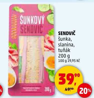 SENDVIČ šunka, slanina, tuňák, 200 g 