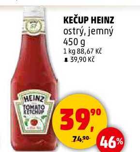 KEČUP HEINZ ostrý, jemný, 450 g