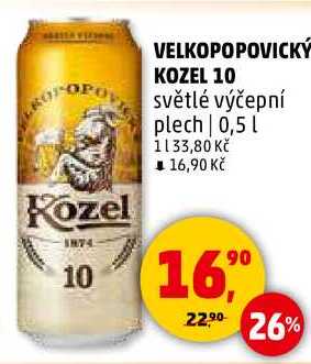 VELKOPOPOVICKÝ KOZEL 10 světlé výčepní plech, 0,5 l