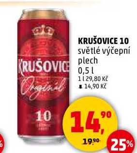 KRUŠOVICE 10 světlé výčepní plech, 0,5 l 