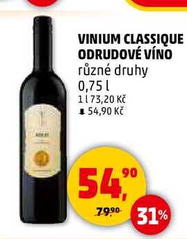 VINIUM CLASSIQUE ODRUDOVÉ VÍNO různé druhy, 0,75 l