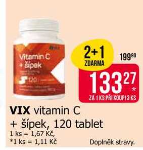 VIX vitamin C + šípek, 120 tablet 