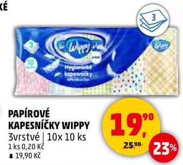 PAPÍROVÉ KAPESNÍČKY WIPPY, 3vrstvé, 10x 10 ks