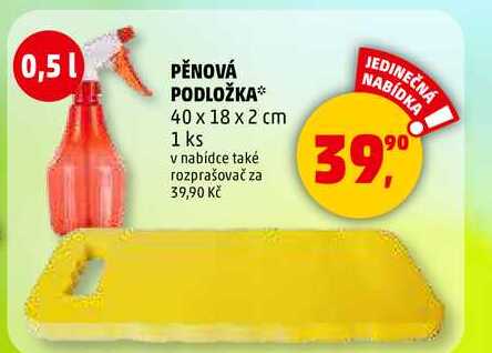 PĚNOVÁ PODLOŽKA 40 x 18 x 2 cm, 1 ks  