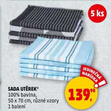 SADA UTĔREK 100% bavlna, 50 x 70 cm, různé vzory, 1 balení  