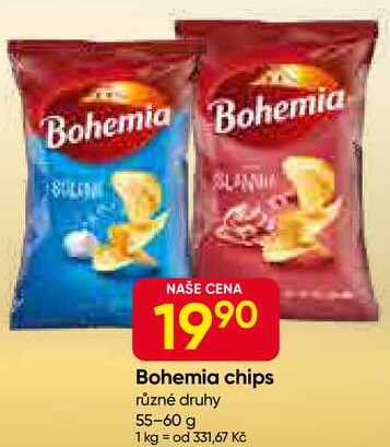 Bohemia chips různé druhy 55-60 g