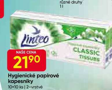 Linteo Hygienické papírové kapesníky 10x10 ks 2-vrstvé 